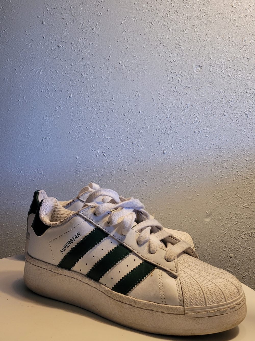 Adidas Kids' Superstar Sneaker in White and Green